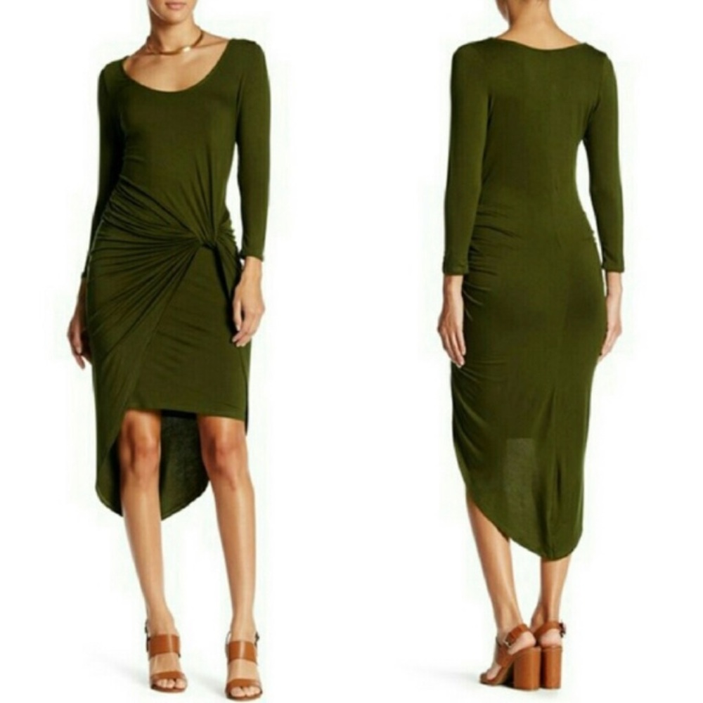 BLOWOUT SALE! Forest green knot hi low dress